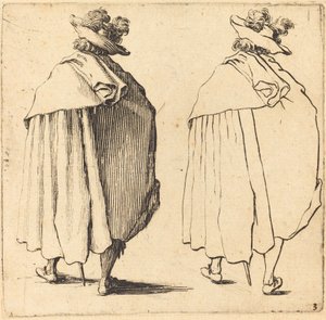 Homem de capa, visto por trás de Jacques Callot