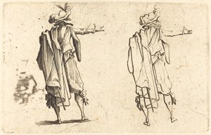 Homem visto de trás com o braço direito estendido de Jacques Callot