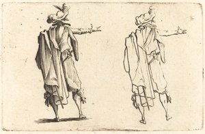 Homem visto de trás com o braço direito estendido de Jacques Callot