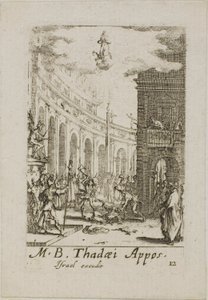 Martírio de São Judas Tadeu, lâmina doze de Os martírios dos Apóstolos de Jacques Callot