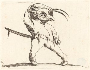 Homem Mascarado de Pés Torcidos, c. 1622. de Jacques Callot