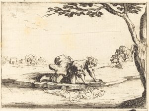 Narciso olhando na água, 1628. de Jacques Callot