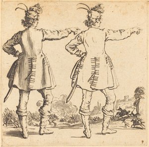 Oficial com penas no boné, visto de trás, 1617 e 1621. de Jacques Callot