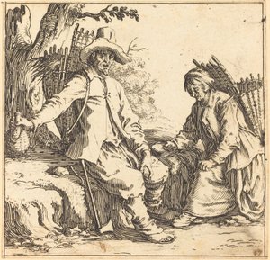 Casal de camponeses em descanso, c. 1621. de Jacques Callot