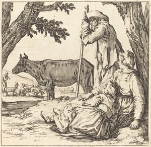 Casal camponês com vaca de Jacques Callot