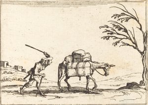 Camponês chicoteando seu burro de Jacques Callot