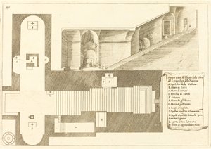 Plano e parte da elevação da Igreja do Santo Sepulcro de Nossa Senhora de Jacques Callot