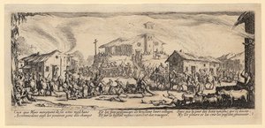 Saque e incêndio de uma aldeia, estampa 7 da série «As misérias da guerra» de Jacques Callot