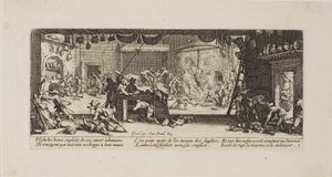 Pilhagem de uma grande quinta, prato cinco de As misérias da guerra de Jacques Callot