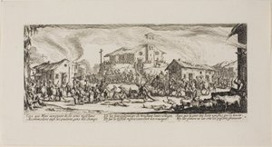 Plundering and Burning a Village, placa sete de The Miseries of War de Jacques Callot