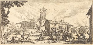 Devastando e queimando uma vila de Jacques Callot