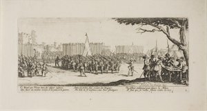 Recrutamento de tropas, placa dois de The Miseries of War de Jacques Callot