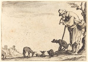 pastor tocando flauta de Jacques Callot