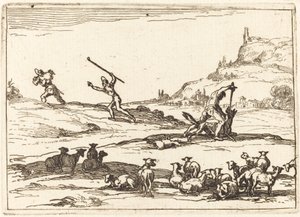 Pastores defendendo seus rebanhos de Jacques Callot