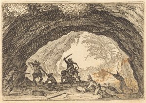 Soldados atacando ladrões de Jacques Callot