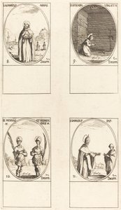 São Romário; Santa Leocádia; Sts. Mennas e Hermógenes; São Dâmaso de Jacques Callot