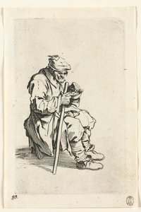 Os Mendigos: Mendigo Sentado e Comendo, c. 1623 de Jacques Callot