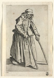 Os Mendigos: Mendigo de Muletas, c. 1623 de Jacques Callot