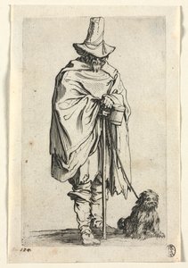 Os mendigos: cego com seu cachorro de Jacques Callot