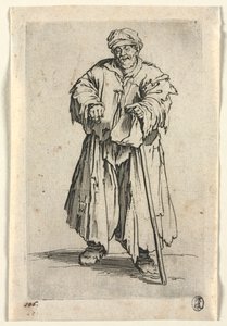 Os Mendigos: Mendigo obeso com olhos baixos, c. 1623 de Jacques Callot