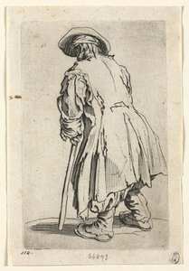 Os mendigos: velho mendigo em uma única muleta de Jacques Callot
