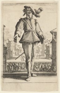 O Capitão ou O Amante, de Três Comediantes Italianos de Jacques Callot