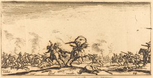 O Combate de Cavalaria com Pistolas, c. 16321634. de Jacques Callot