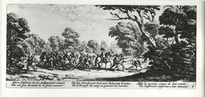 A Descoberta dos Brigands, placa 9 de &39;The Miseries and Misfortunes of War&39;, gravada por Israel Henriet (c.1590-1661) 1633 de Jacques Callot