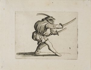 O Duelista com Duas Espadas, de Varie Figure Gobbi de Jacques Callot