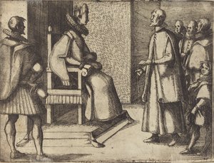 O Enviado da Toscana agradecendo à Rainha [verso] de Jacques Callot