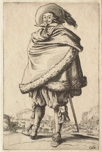 O cavalheiro envolto no seu casaco guarnecido de pele de Jacques Callot