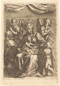 A Sagrada Família com dois anjos de Jacques Callot