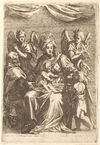 A Sagrada Família com dois anjos de Jacques Callot