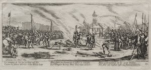 As grandes misérias da guerra: queimando na fogueira de Jacques Callot