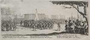 As grandes misérias da guerra: inscrição das tropas, 1633. de Jacques Callot