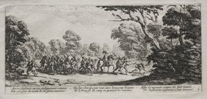 A Misericórdia da Guerra: Prisão de Malfeitores, 1633. de Jacques Callot