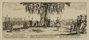 As misérias da guerra, nº 11. O enforcamento, 1633 de Jacques Callot
