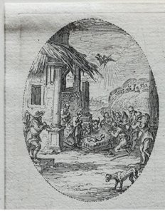 Os mistérios da paixão: a adoração dos pastores. de Jacques Callot