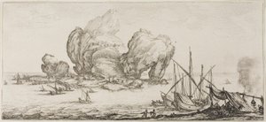 A Batalha Naval, de várias cenas projetadas em Florença de Jacques Callot