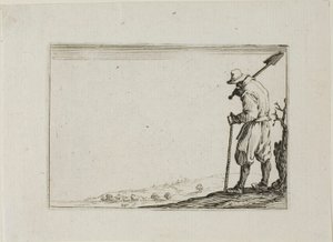 O camponês carregando sua pá no ombro, from Os Caprichos de Jacques Callot