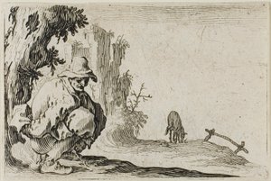 O Camponês de Cócoras, de Os Caprichos de Jacques Callot