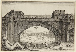 A Ponte Vecchio, Florença de Jacques Callot