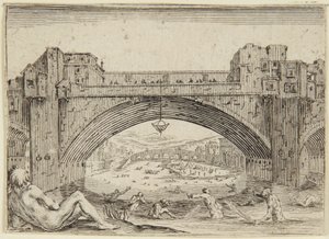A Ponte Vecchio, Florença de Jacques Callot