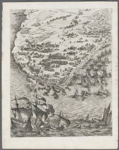 O cerco de La Rochelle: ilustração 10, 1628-1630. de Jacques Callot