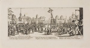 O Strappado, placa dez de The Miseries of War de Jacques Callot