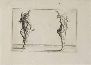 As duas pantalonas olham uma para a outra, de Os Caprichos de Jacques Callot