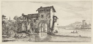 O moinho de água, da série Paysages Gravées pour Jean de Médicis, Paysages Dessinés à Florence de Jacques Callot