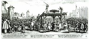 A roda, placa 14 de "as misérias e os infortúnios da guerra", gravada por Israel Henriet (c.1590-1661) 1633 de Jacques Callot