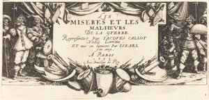 Página de título de The Large Miseries of War, c. 1633. de Jacques Callot