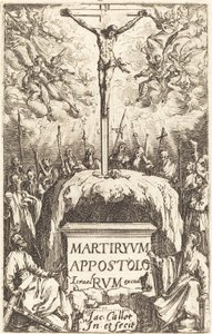 Página de rosto para "Os Martírios dos Apóstolos" de Jacques Callot